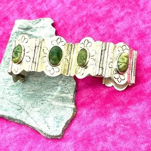 Vintage Sterling Chrysoprase Bracelet 7”